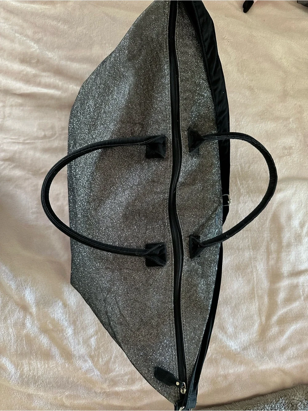 Victoria's Secret Glitter Tote in Silver and Black